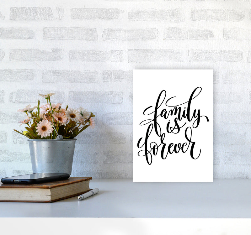Family Is Forever Framed Typography Wall Art Print A4 Black Frame