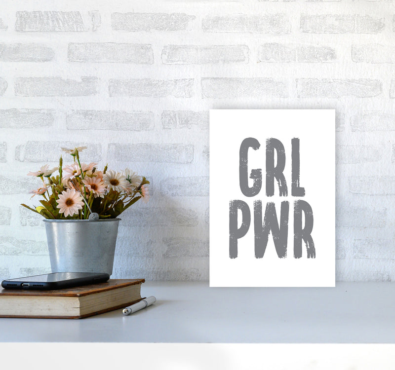 Girl Power Grey Framed Typography Wall Art Print A4 Black Frame