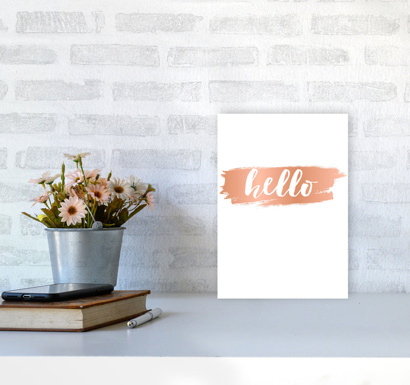 Hello Rose Gold Framed Typography Wall Art Print A4 Black Frame