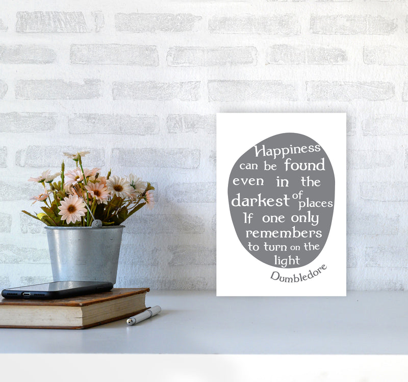 Happiness, Dumbledore Quote Framed Typography Wall Art Print A4 Black Frame