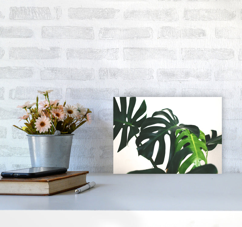Monstera Leaf Landscape Modern Print, Framed Botanical & Nature Art Print A4 Black Frame