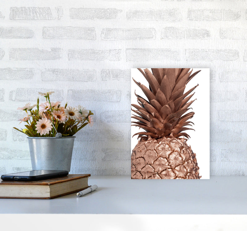 Rose Gold Pineapple Modern Print, Framed Kitchen Wall Art A4 Black Frame
