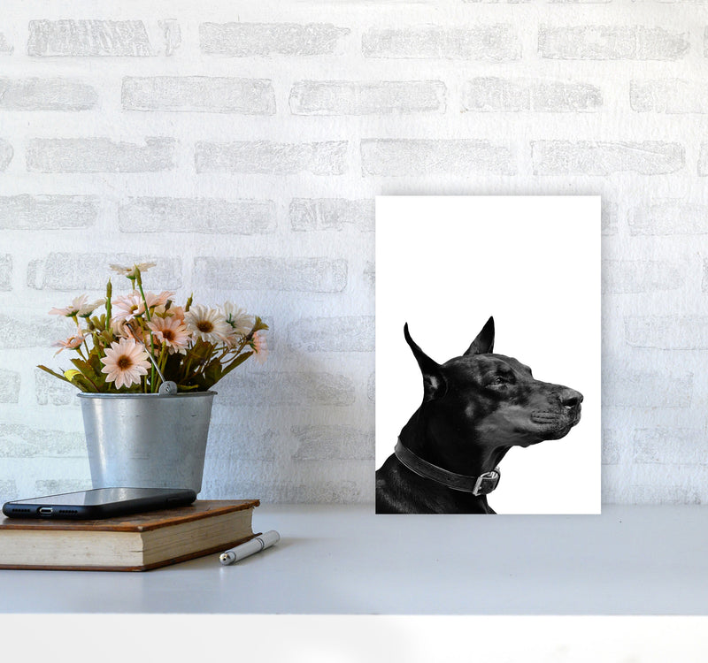 Black And White Dog Modern Print Animal Art Print A4 Black Frame