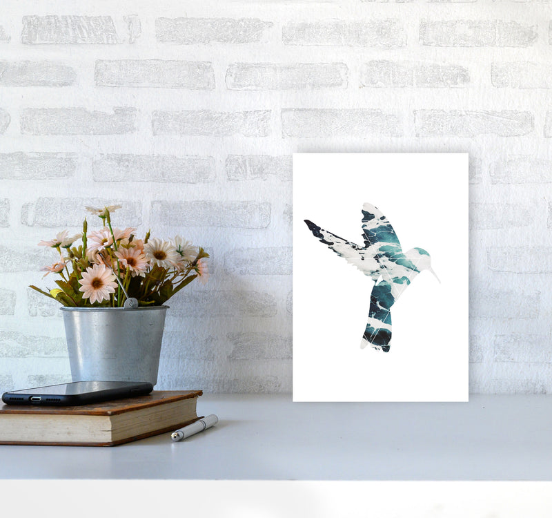Blue Sea Bird Modern Print Animal Art Print A4 Black Frame