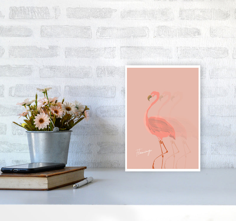 Flamingo Shadow Modern Print Animal Art Print A4 Black Frame