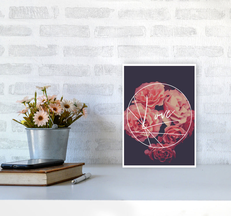 Floral Love Modern Print, Framed Botanical & Nature Art Print A4 Black Frame
