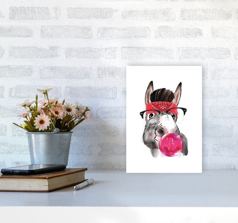 Gangster Donkey Modern Print Animal Art Print A4 Black Frame