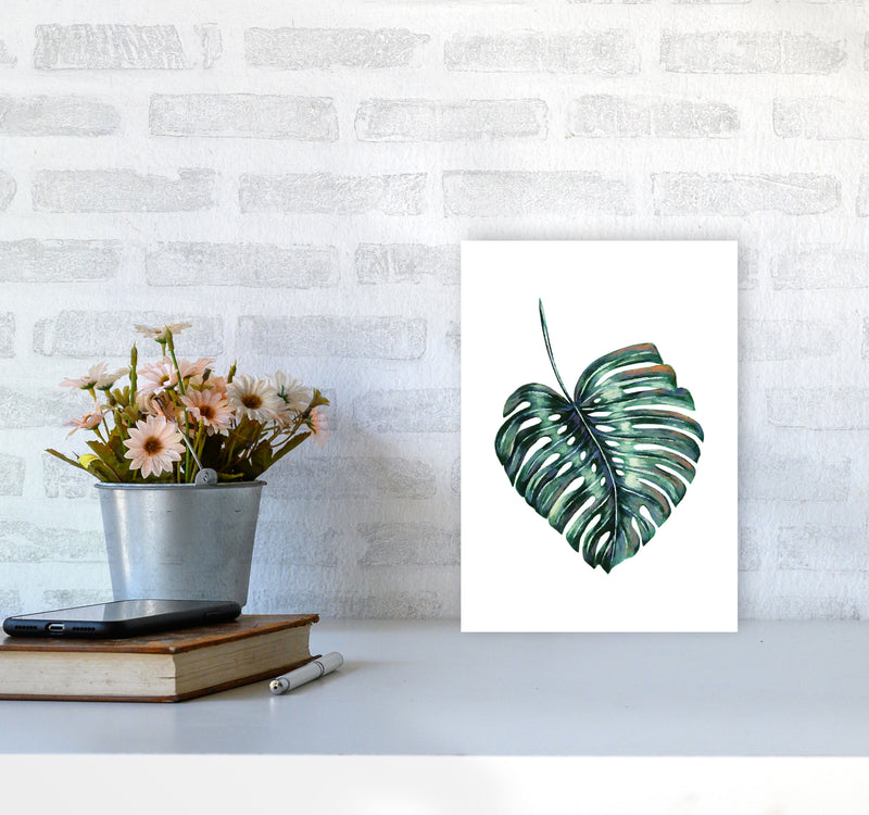 Monstera Leaf Full Modern Print, Framed Botanical & Nature Art Print A4 Black Frame