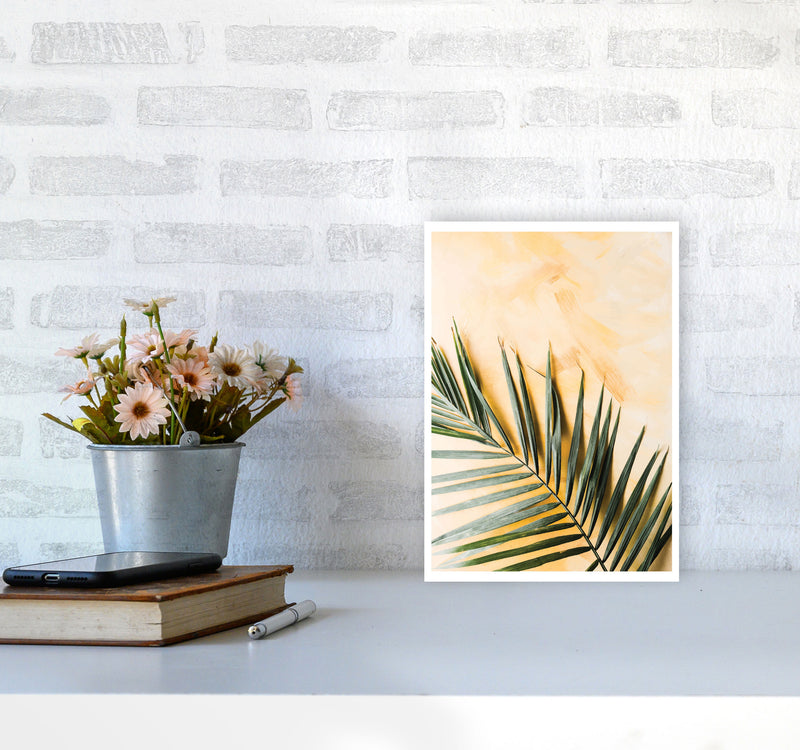 Palm Leaf Yellow Modern Print, Framed Botanical & Nature Art Print A4 Black Frame