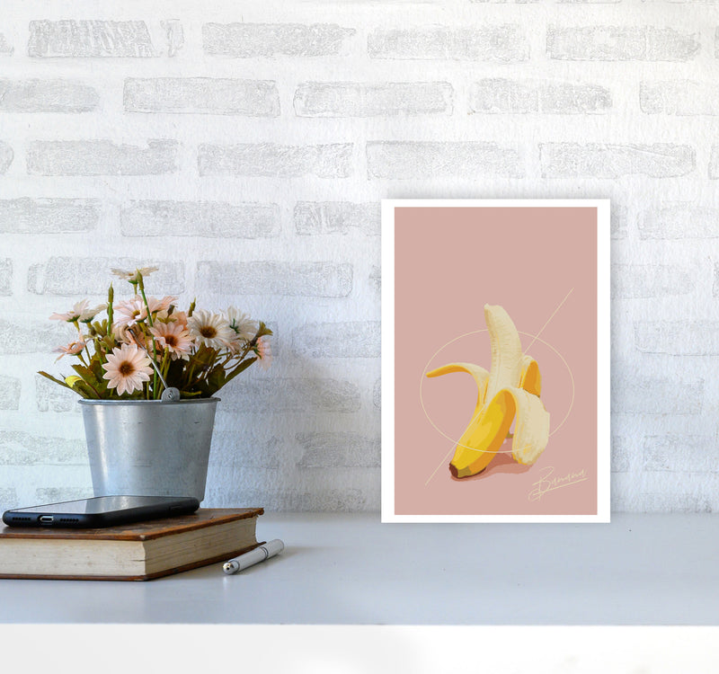 Banana Modern Print, Framed Kitchen Wall Art A4 Black Frame
