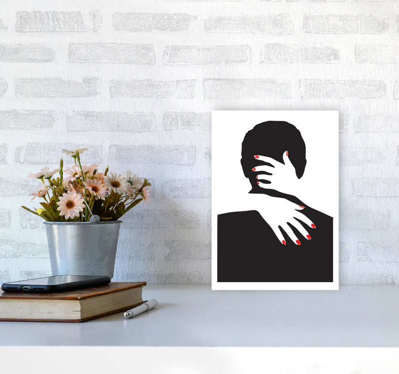Abstract Man And Hands Modern Print A4 Black Frame