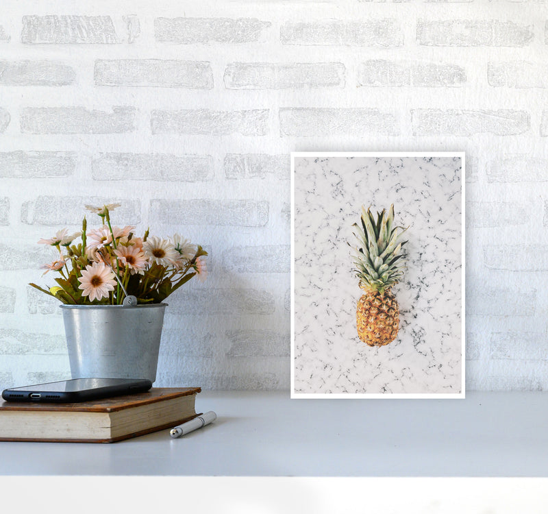 Marble Pineapple Modern Print, Framed Kitchen Wall Art A4 Black Frame