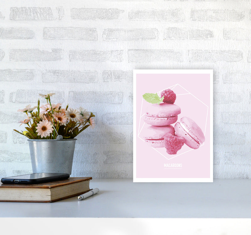 Pink Macaroons Modern Print A4 Black Frame