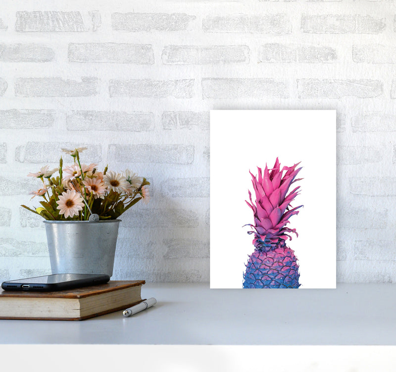 Purple And Blue Pineapple Modern Print A4 Black Frame