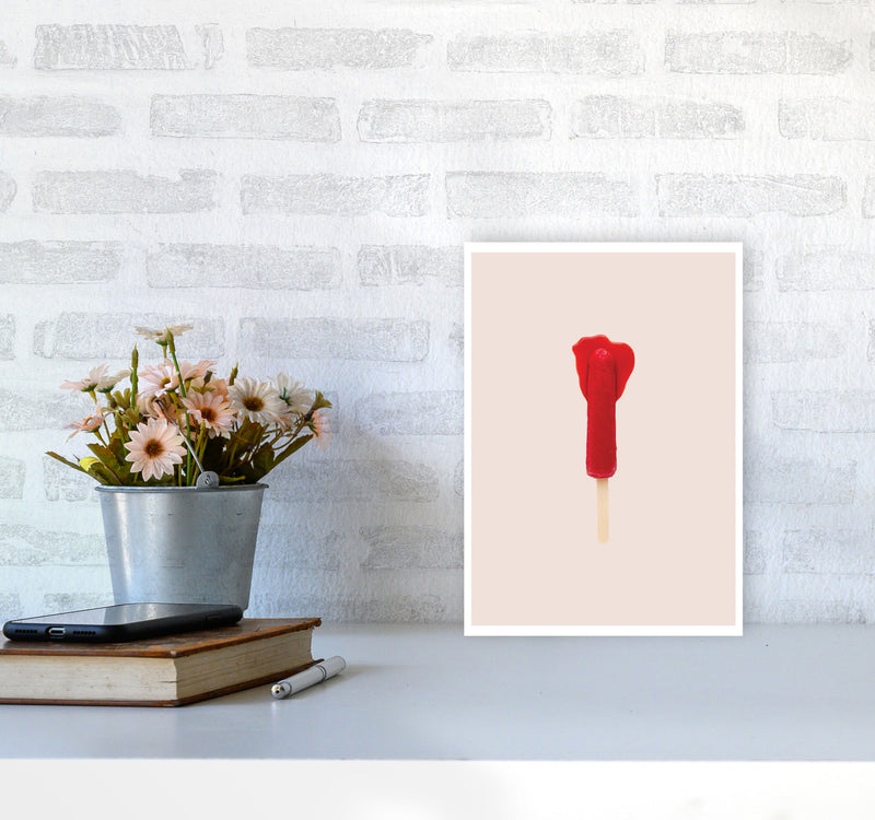 Red Icepop Modern Print A4 Black Frame