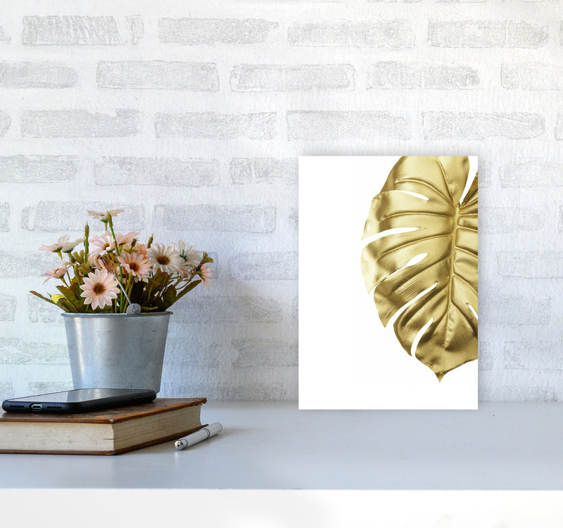 Gold Monstera Modern Print, Framed Botanical & Nature Art Print A4 Black Frame