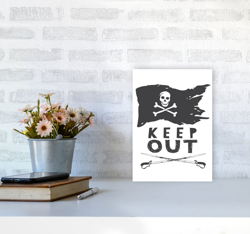 Pirate Keep Out Framed Nursey Wall Art Print A4 Black Frame