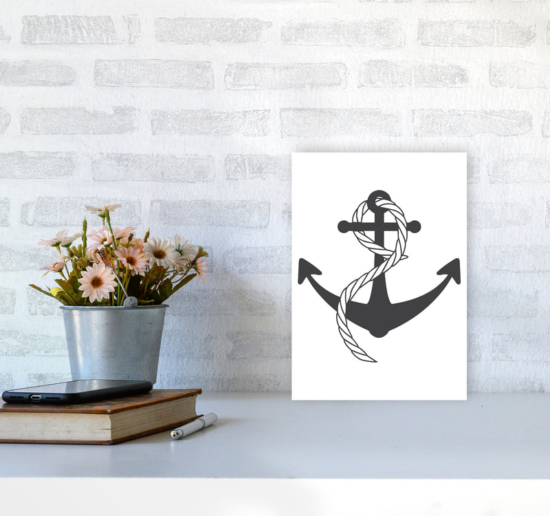 Anchor And Rope Modern Print A4 Black Frame