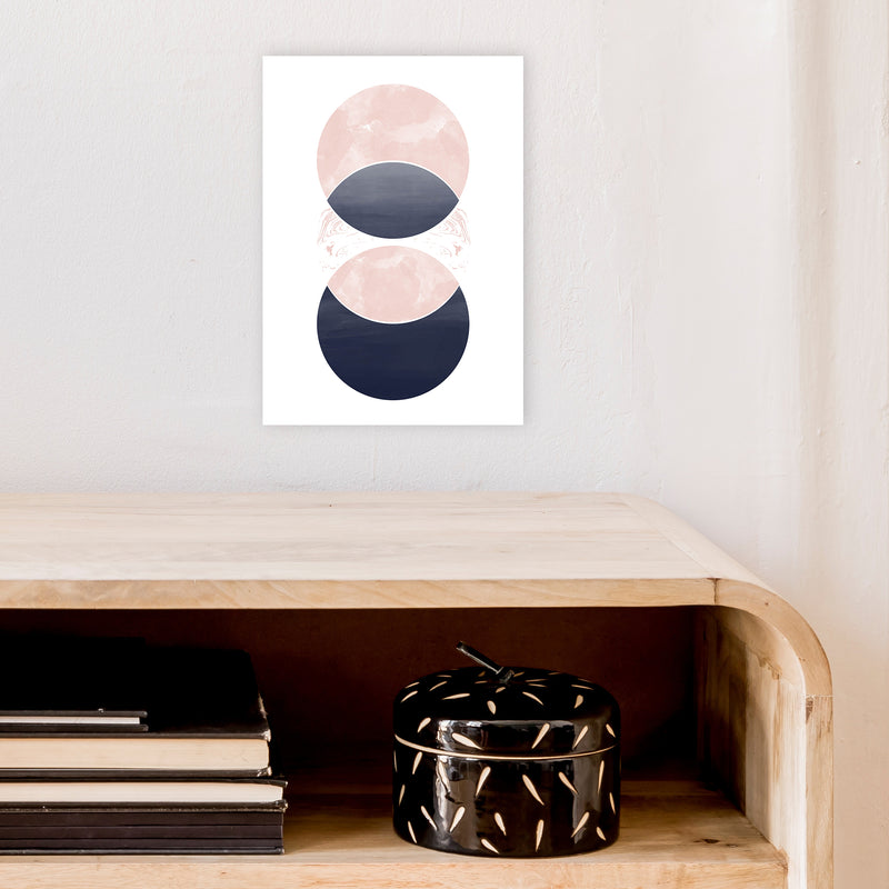 Navy And Marble Pink 1 Art Print by Pixy Paper A4 Black Frame