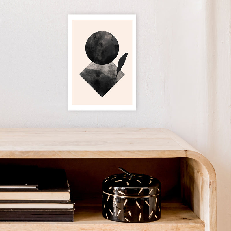 Nude And Black Watercolour 2 Art Print by Pixy Paper A4 Black Frame