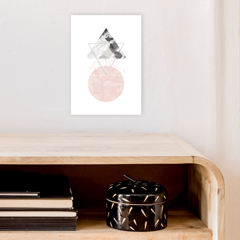 Marble Triangle And Circle Black And Pink Abstract  Art Print by Pixy Paper A4 Black Frame