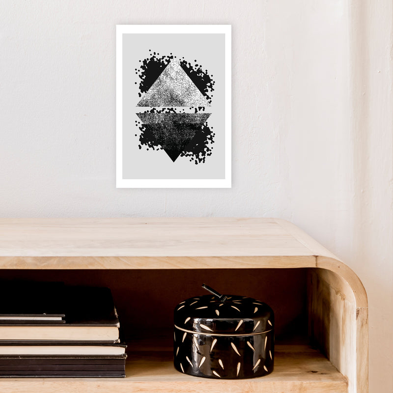 Graffiti Black And Grey Reflective Triangles  Art Print by Pixy Paper A4 Black Frame