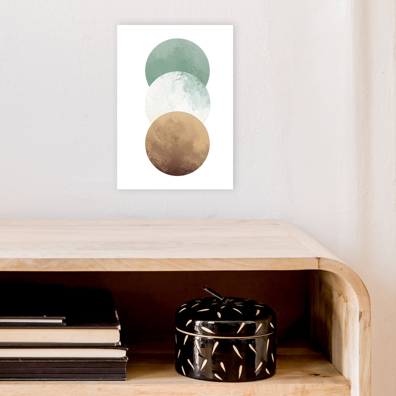 Green And Beige Watercolour Circles Abstract  Art Print by Pixy Paper A4 Black Frame