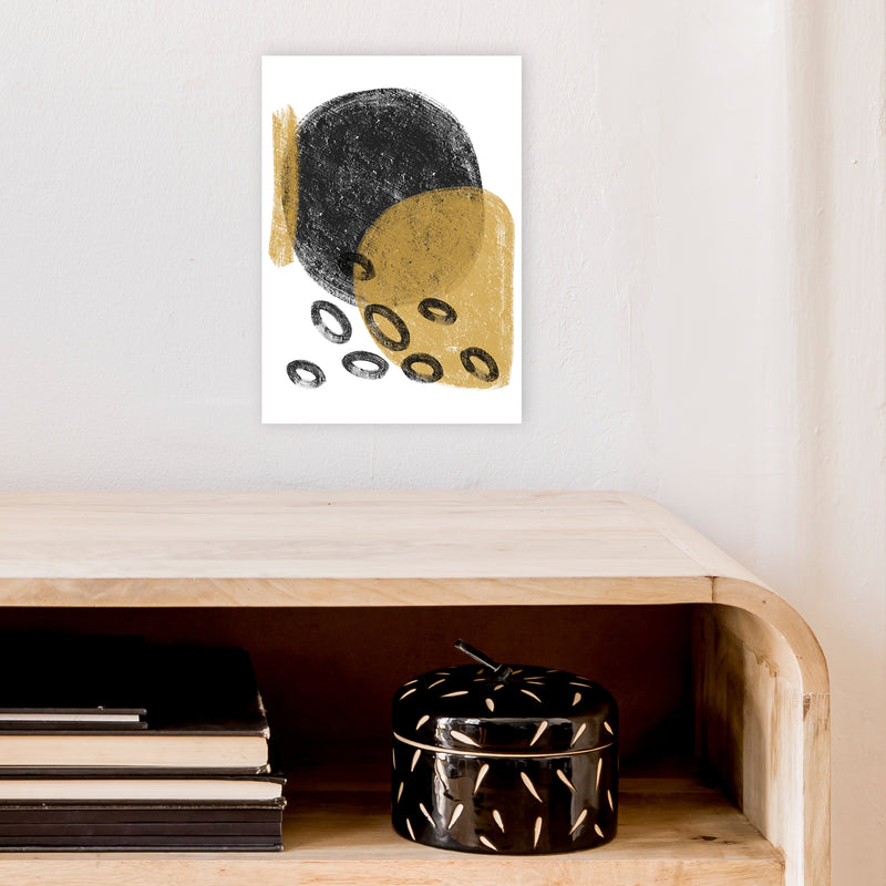 Dalia Chalk Black And Gold Bubbles  Art Print by Pixy Paper A4 Black Frame