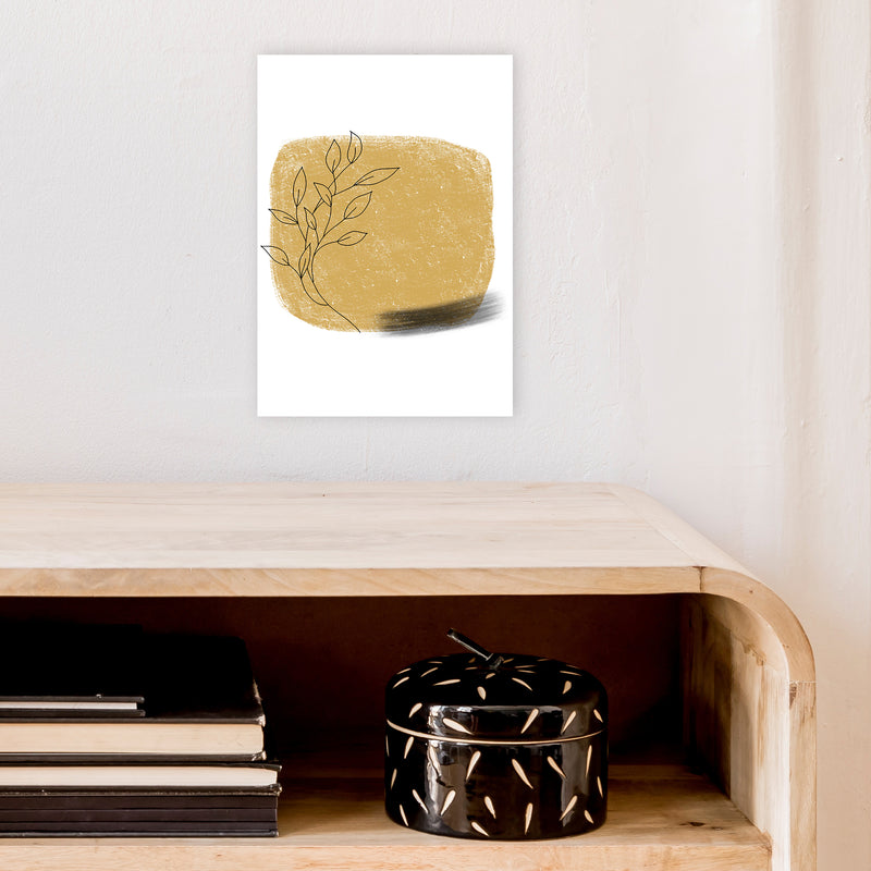 Dalia Chalk Gold Floral Square  Art Print by Pixy Paper A4 Black Frame