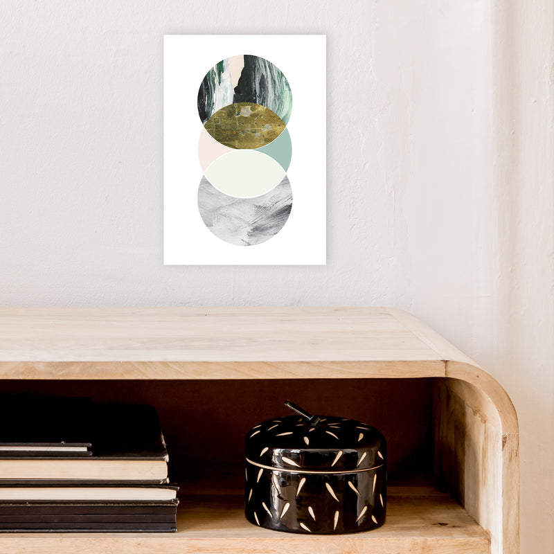 Green Marble Circles Abstract  Art Print by Pixy Paper A4 Black Frame