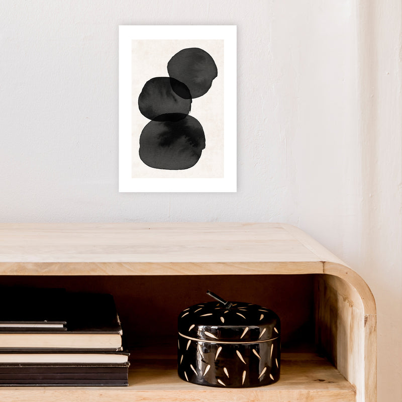 Nude And Pearl Stacked Stones  Art Print by Pixy Paper A4 Black Frame