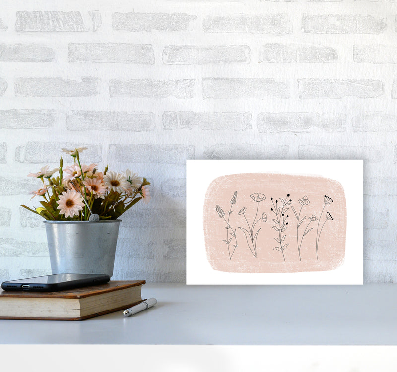 Dalia Chalk Landscape Floral  Art Print by Pixy Paper A4 Black Frame