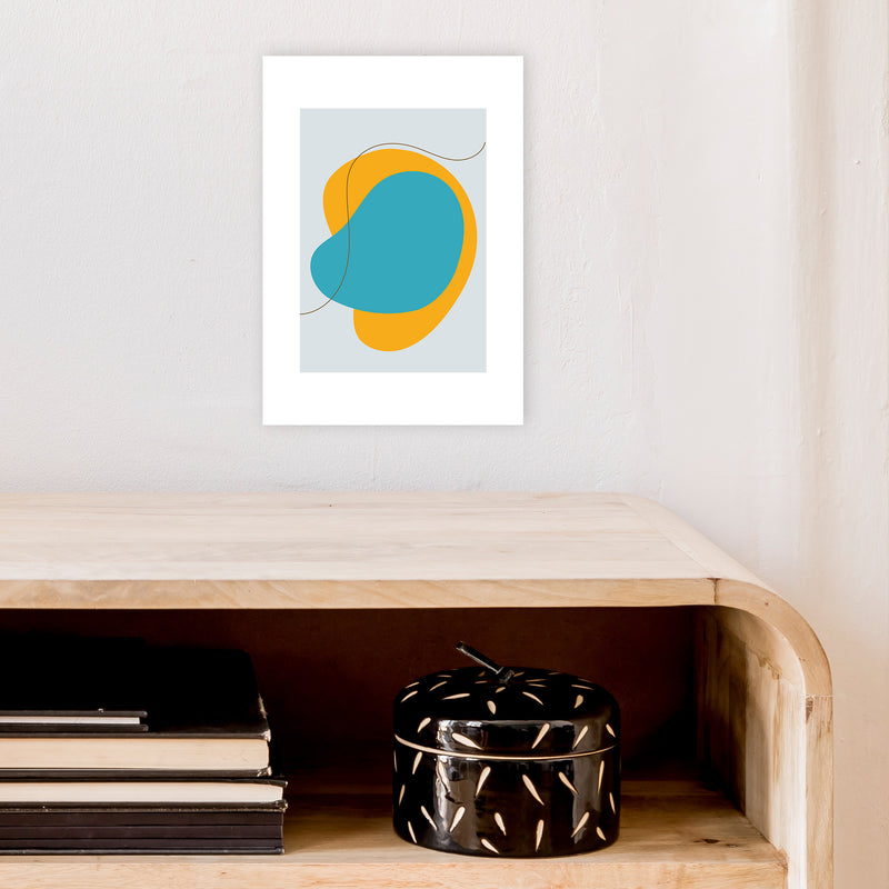 Mita Teal Bold Abstract N22  Art Print by Pixy Paper A4 Black Frame