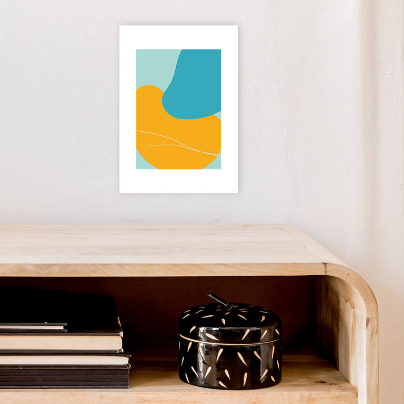 Mita Teal Bold Abstract N20  Art Print by Pixy Paper A4 Black Frame