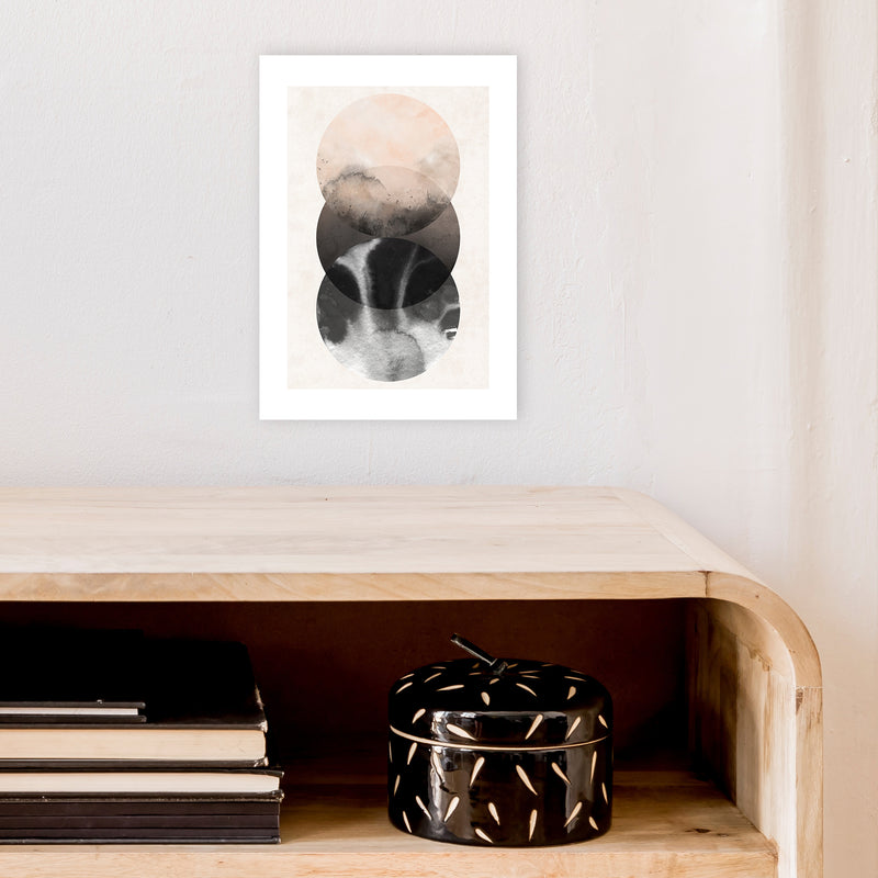 Nude And Pearl Three Circles  Art Print by Pixy Paper A4 Black Frame