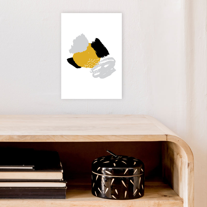 Mismatch Mustard And Black  Art Print by Pixy Paper A4 Black Frame
