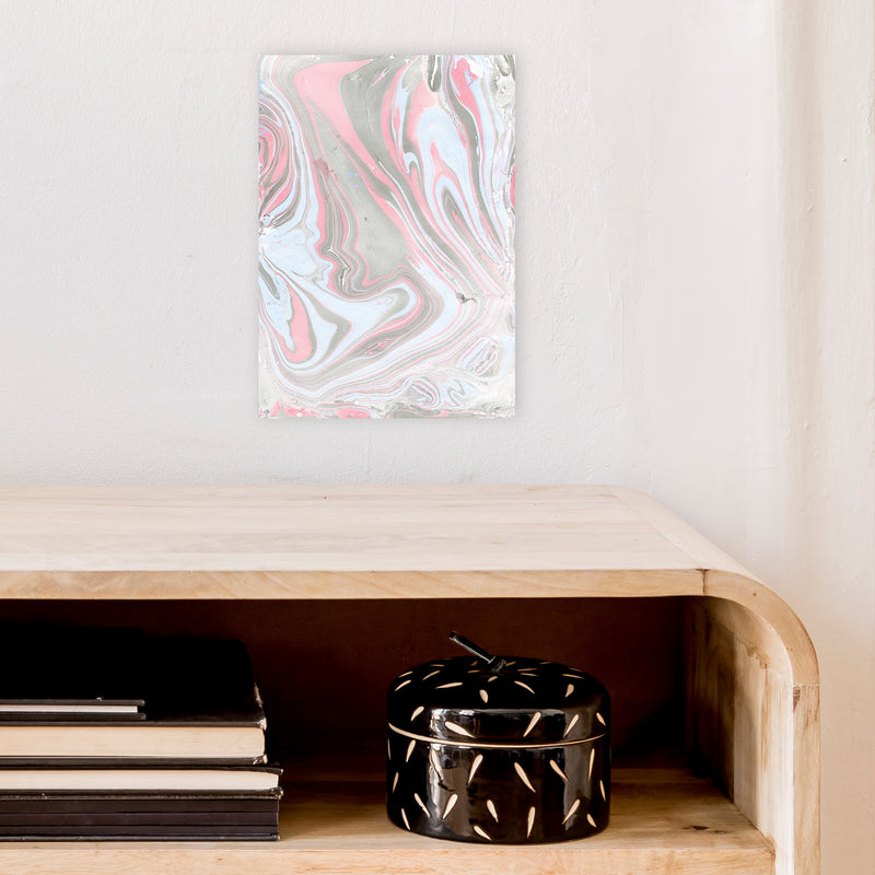 Liquid Mix Stone And Pink  Art Print by Pixy Paper A4 Black Frame