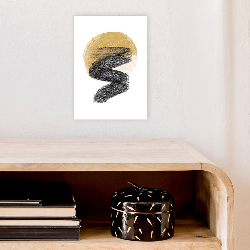 Dalia Chalk Gold Moon Zig  Art Print by Pixy Paper A4 Black Frame