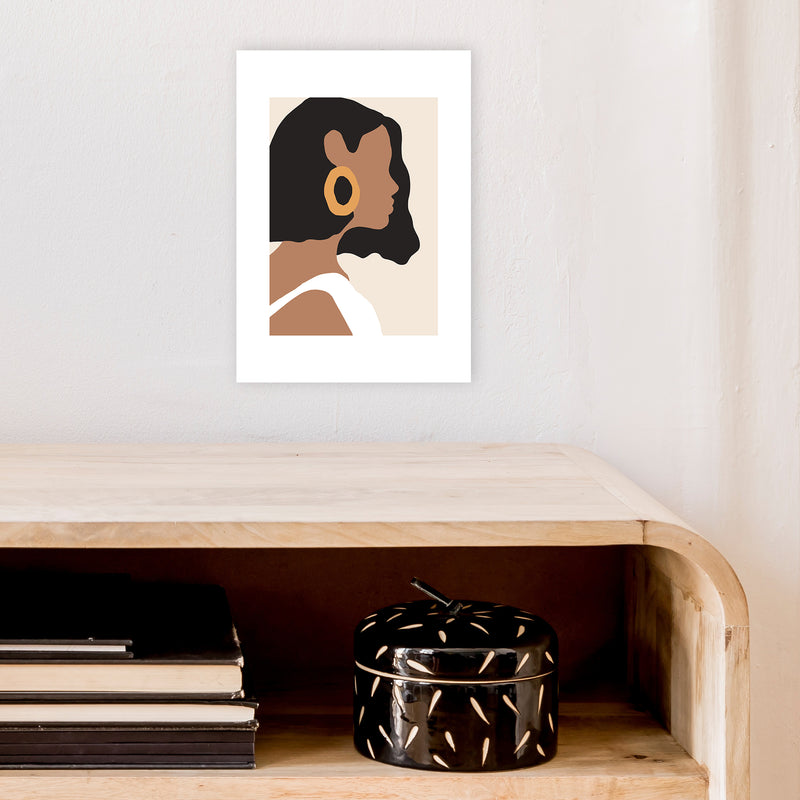 Mica Girl With Earring N6  Art Print by Pixy Paper A4 Black Frame