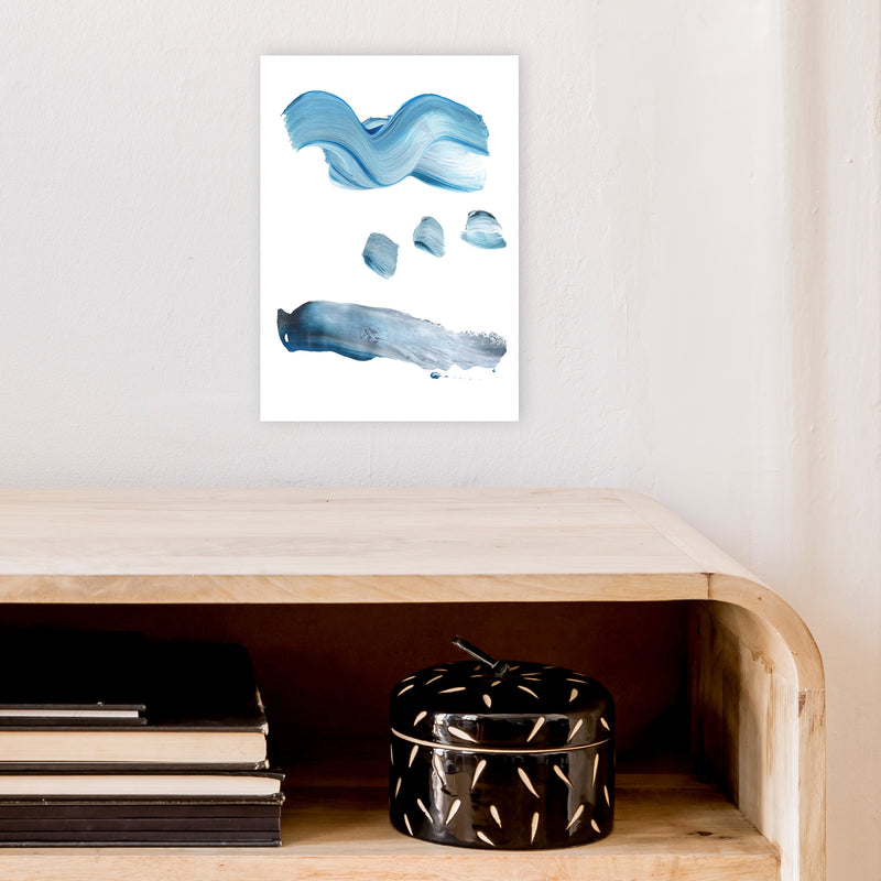 Light Blue Paint Strokes  Art Print by Pixy Paper A4 Black Frame