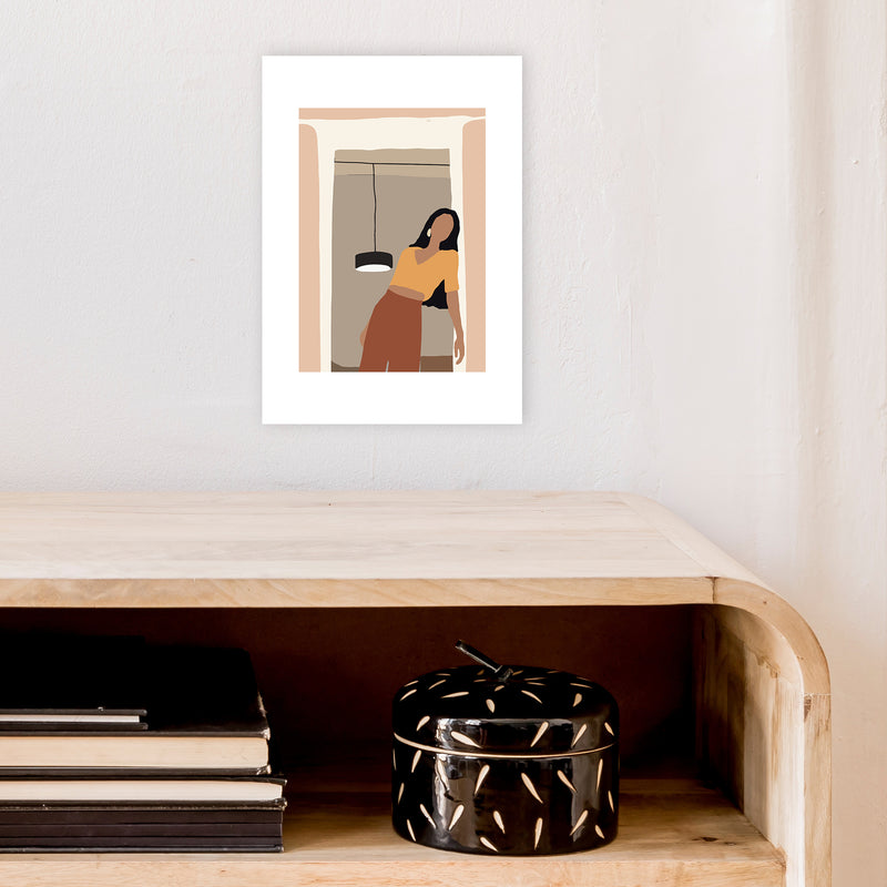 Mica Girl In Doorway N10  Art Print by Pixy Paper A4 Black Frame