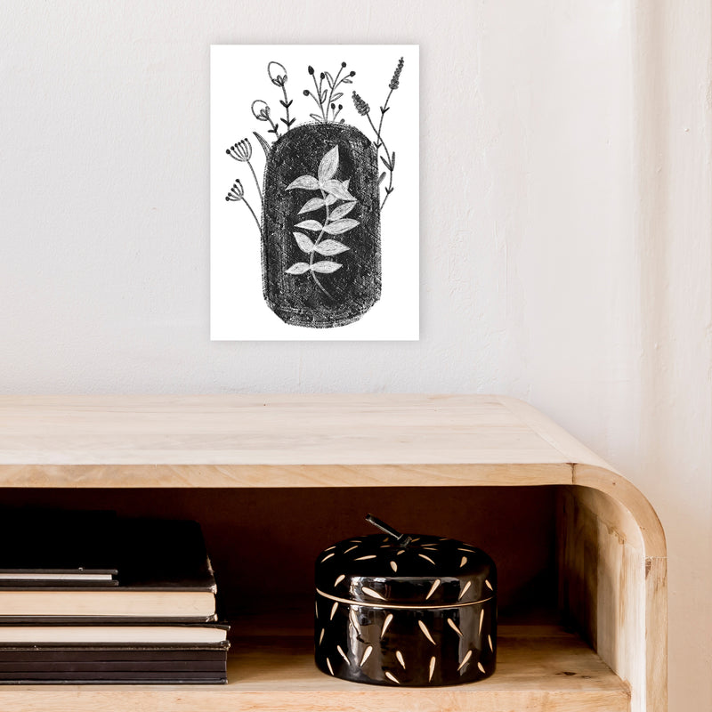Dalia Chalk Black Floral  Art Print by Pixy Paper A4 Black Frame