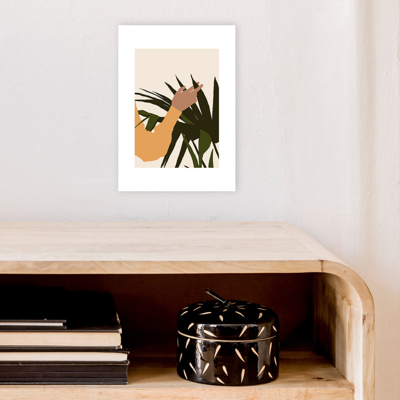 Mica Hand On Plant - N5  Art Print by Pixy Paper A4 Black Frame
