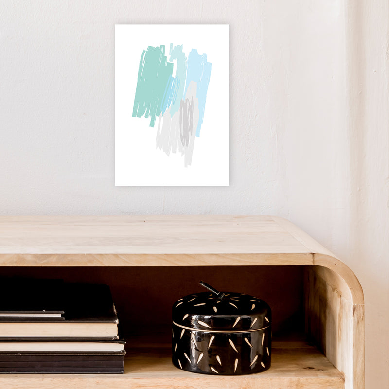Mint Scribbles Drawings  Art Print by Pixy Paper A4 Black Frame