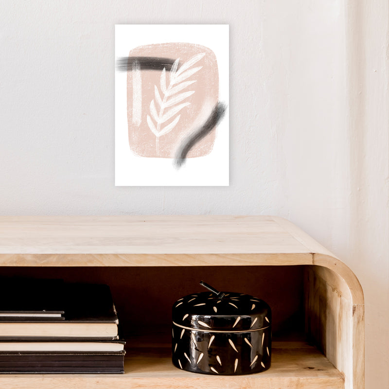 Dalia Chalk White Leaf  Art Print by Pixy Paper A4 Black Frame
