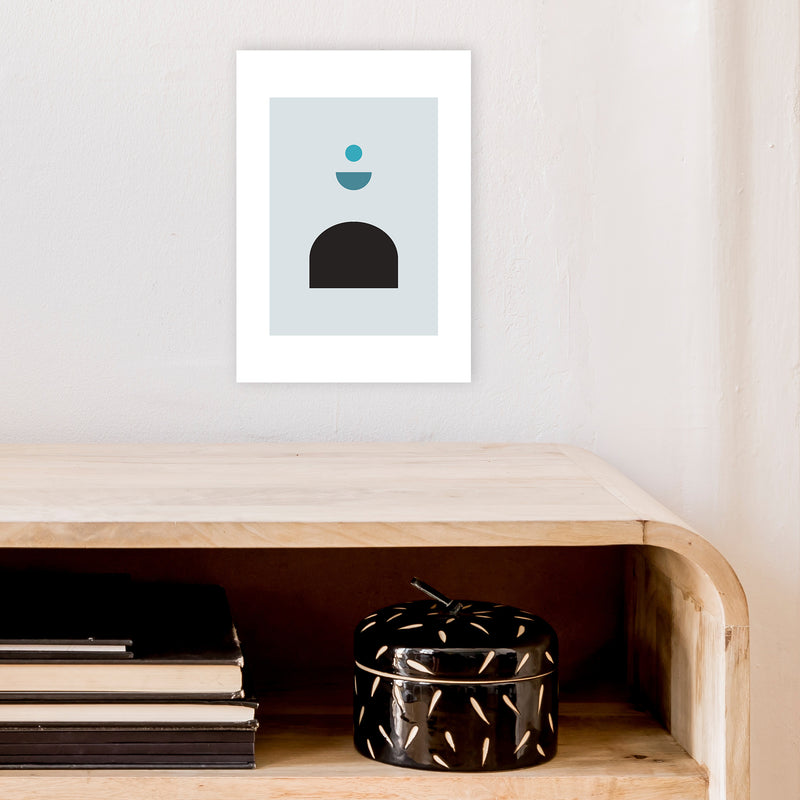 Mita Teal Abstract N12  Art Print by Pixy Paper A4 Black Frame