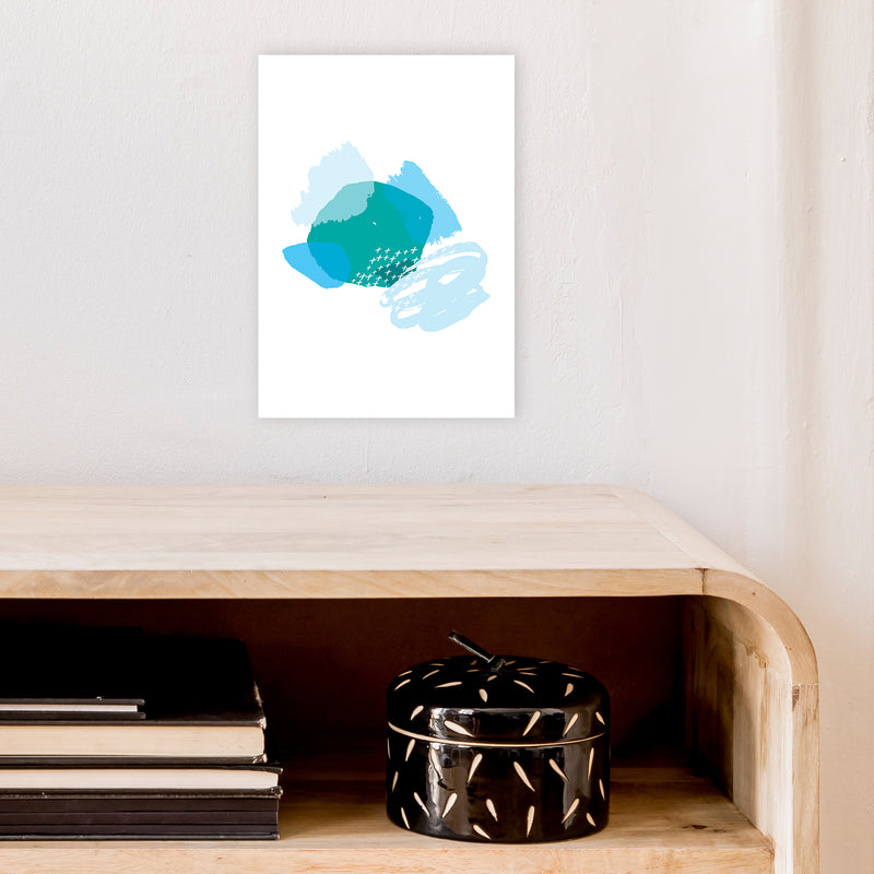 Mismatch Blue And Teal  Art Print by Pixy Paper A4 Black Frame