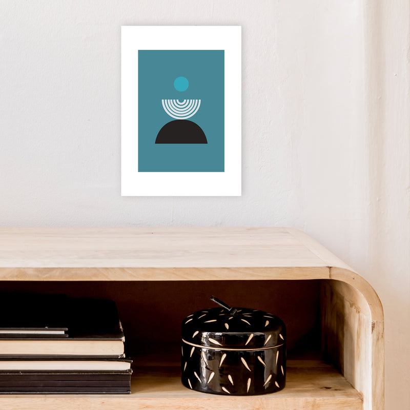 Mita Teal Fountain N8  Art Print by Pixy Paper A4 Black Frame