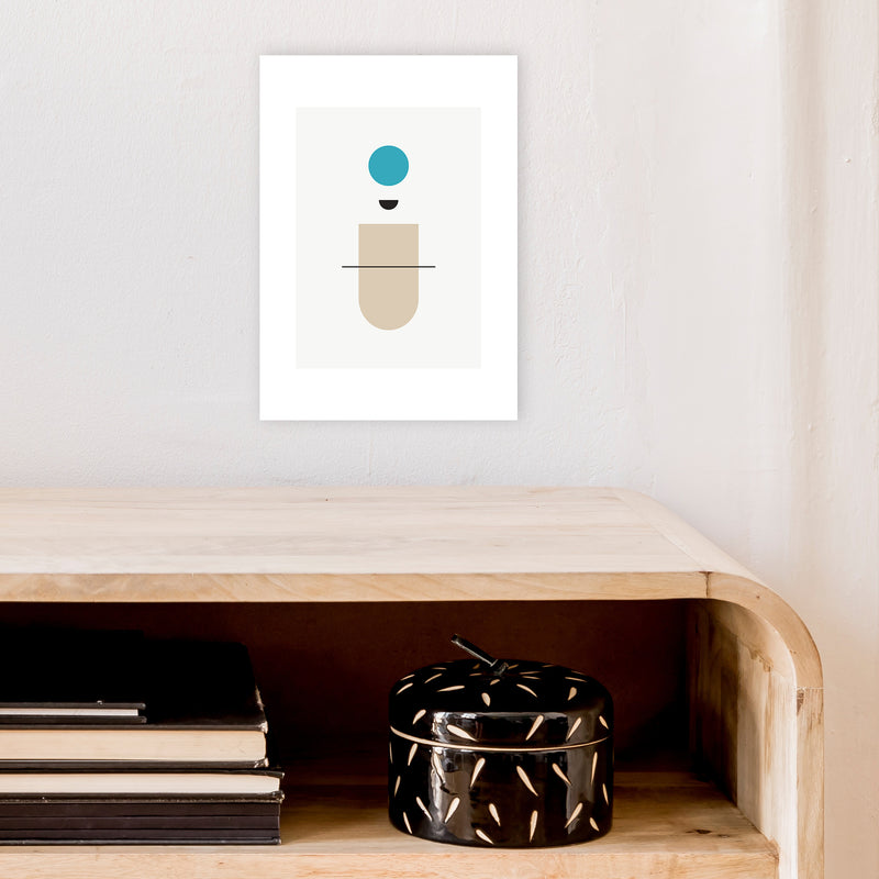 Mita Teal Abstract N1  Art Print by Pixy Paper A4 Black Frame