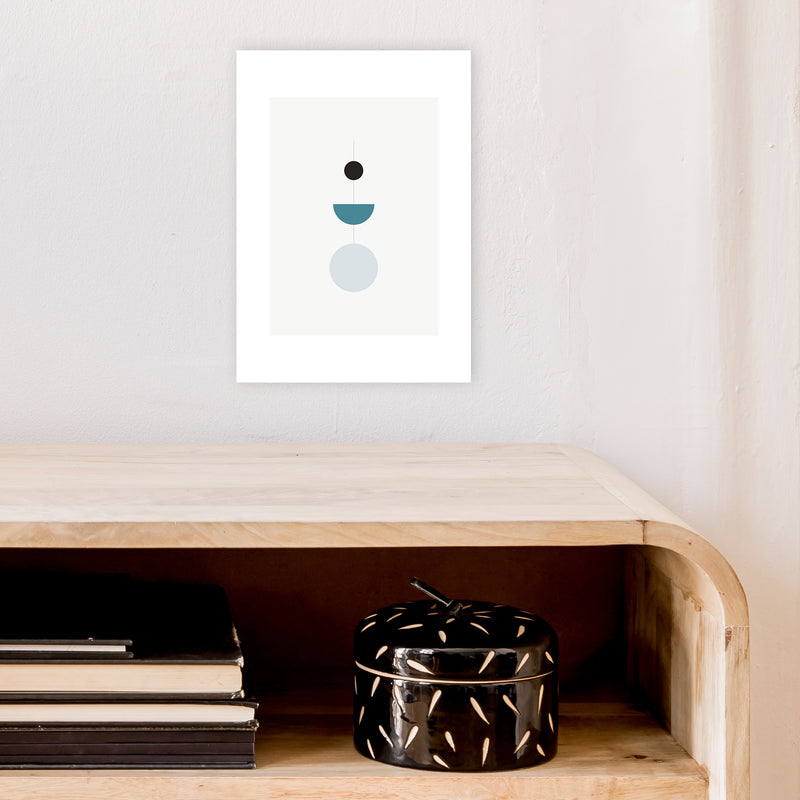 Mita Teal Abstract N9  Art Print by Pixy Paper A4 Black Frame